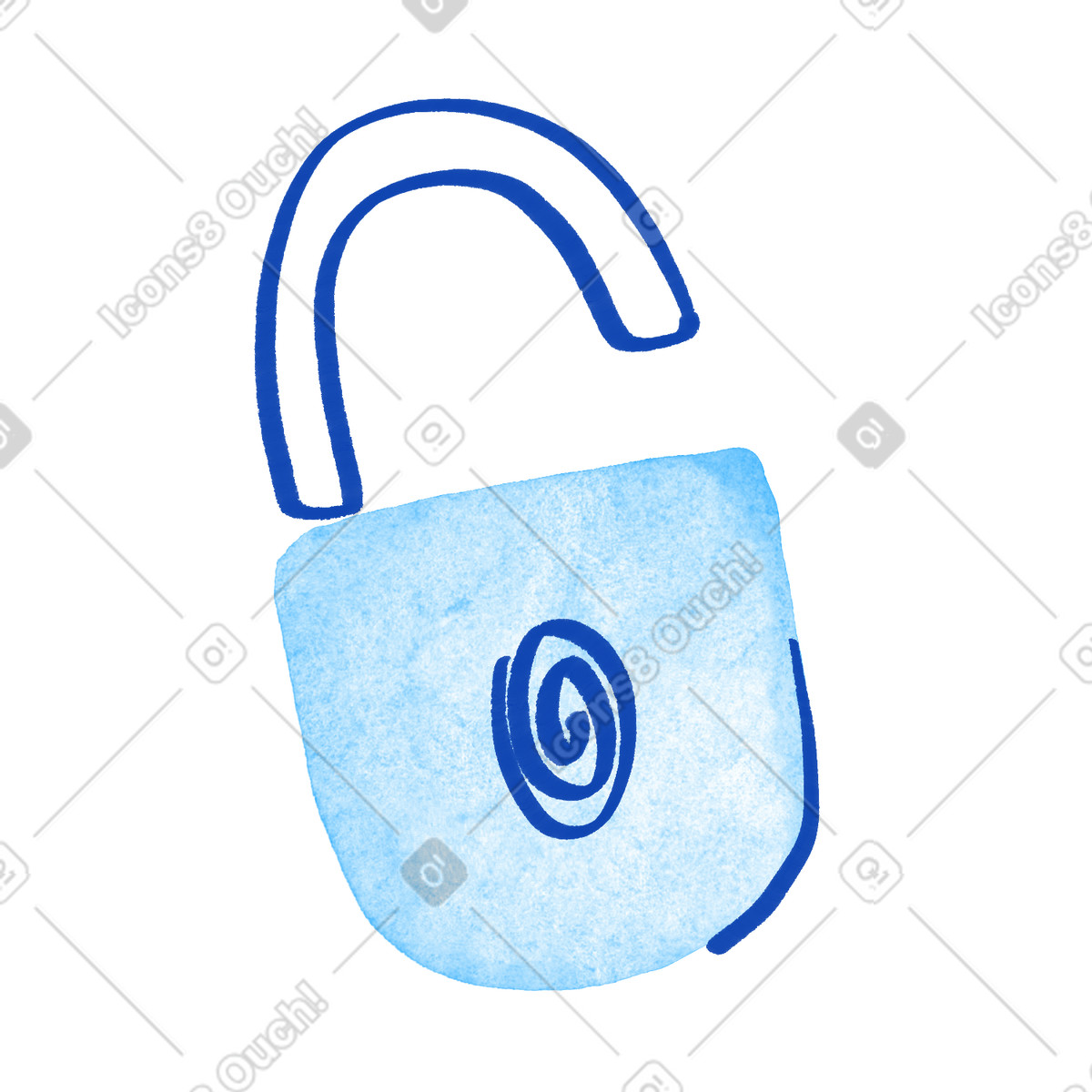 Иллюстрация Padlock security symbol with fingerprint spiral for biometric authentication в стиле Tint — скачать в форматах PNG, SVG