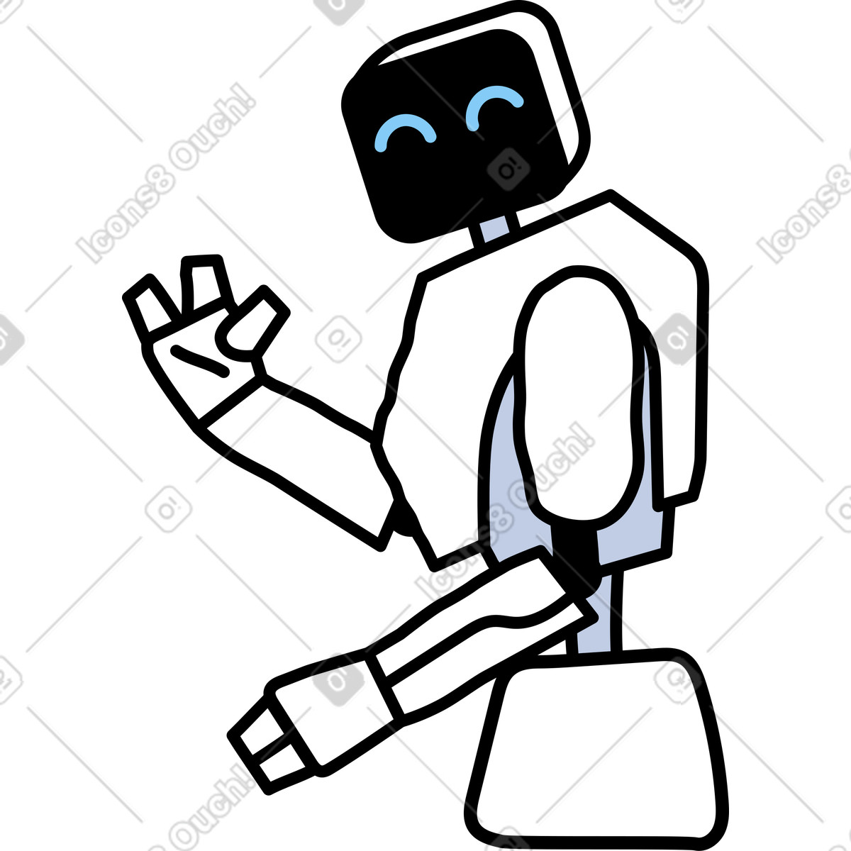 Robot with artificial intelligence illustration in Notes style download in PNG, SVG
