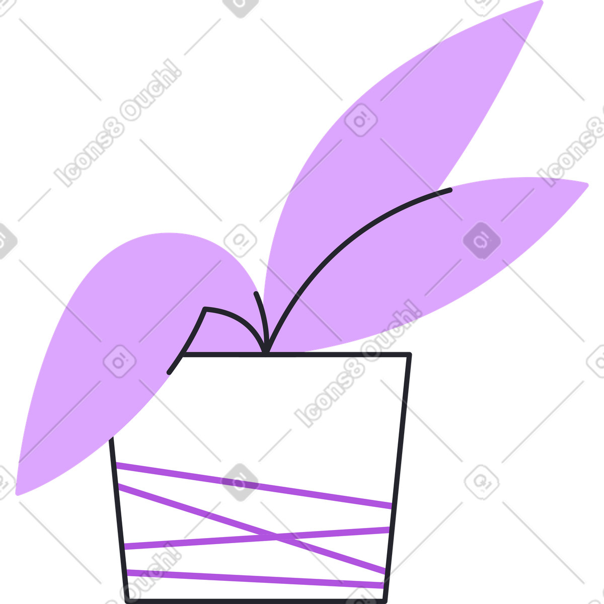 Illustration Plante en pot rayé dans le style Grapy à télécharger aux formats PNG, SVG