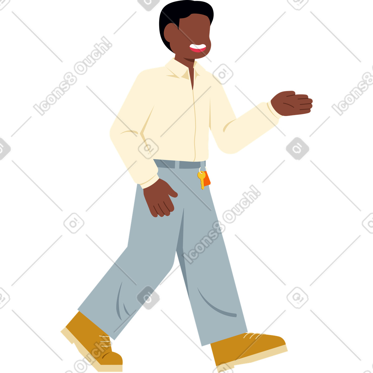 Mann geht vorbei und sagt etwas-Illustration im Catchy-Stil als Download in PNG, SVG