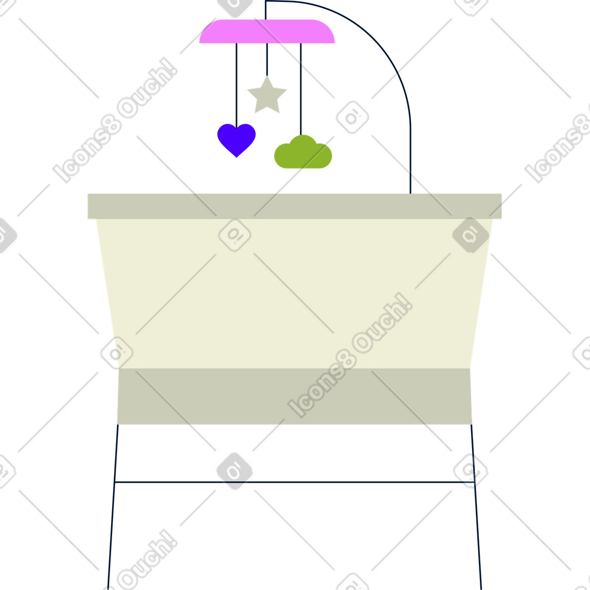 下载 Cubes 风格的 婴儿摇篮 插画，支持 PNG、SVG 格式