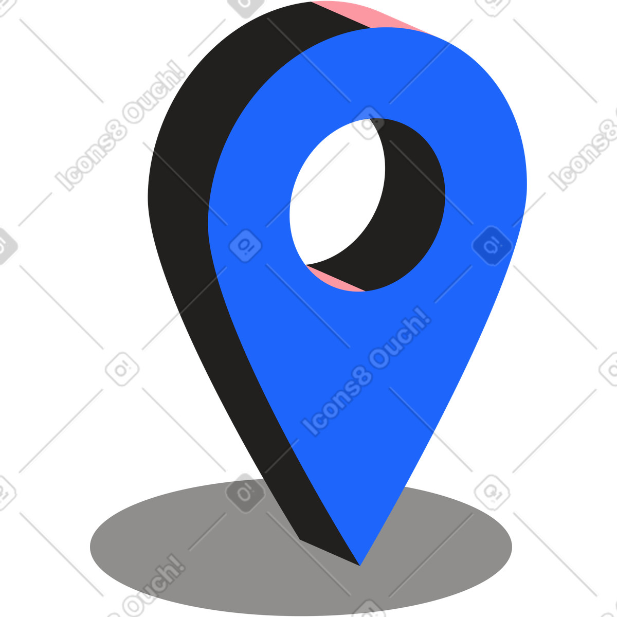 3d geolocation sign with drop shadow illustration in Editorial style download in PNG, SVG