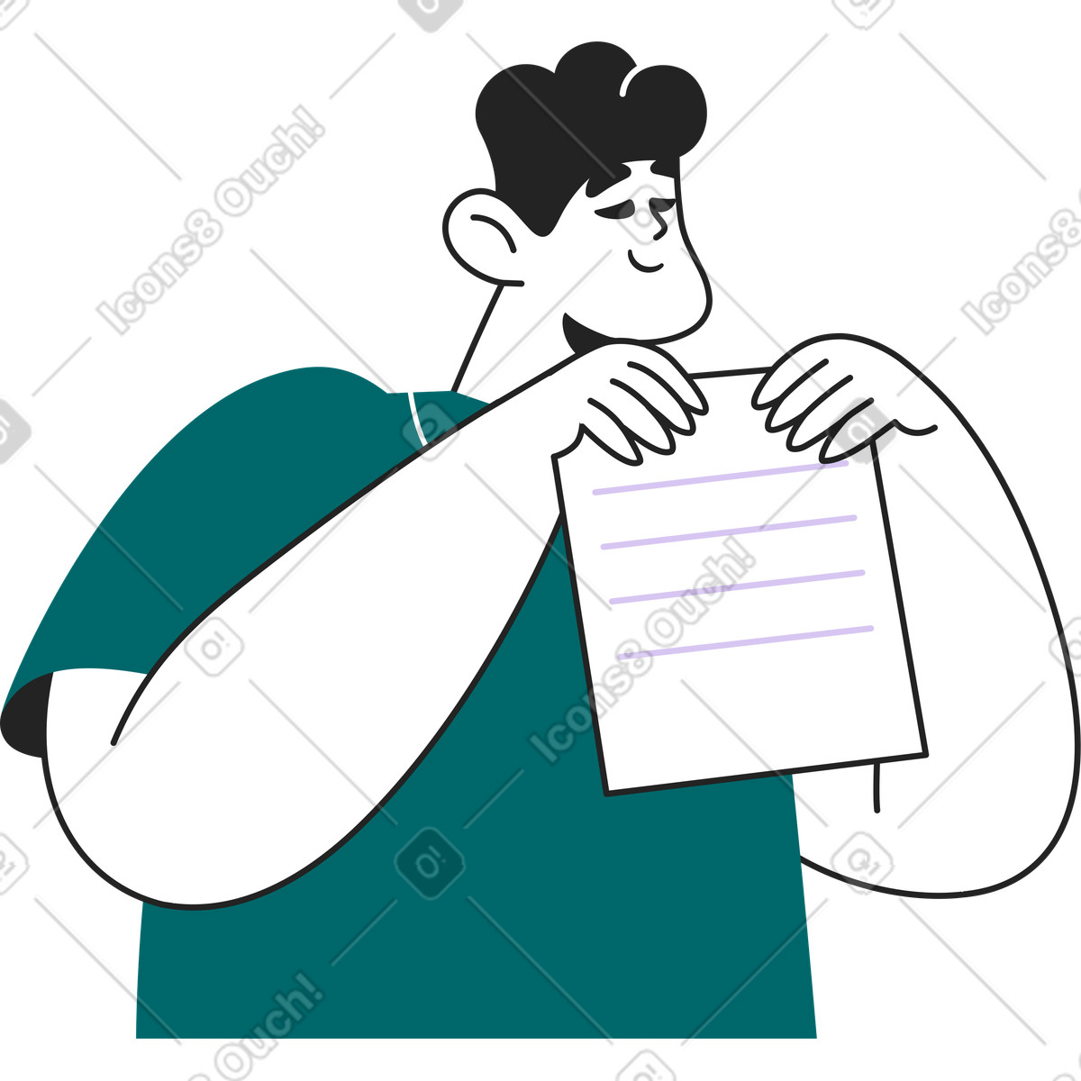 下载 Sammy Line 风格的 半个男人手里拿着一片叶子 插画，支持 PNG、SVG 格式