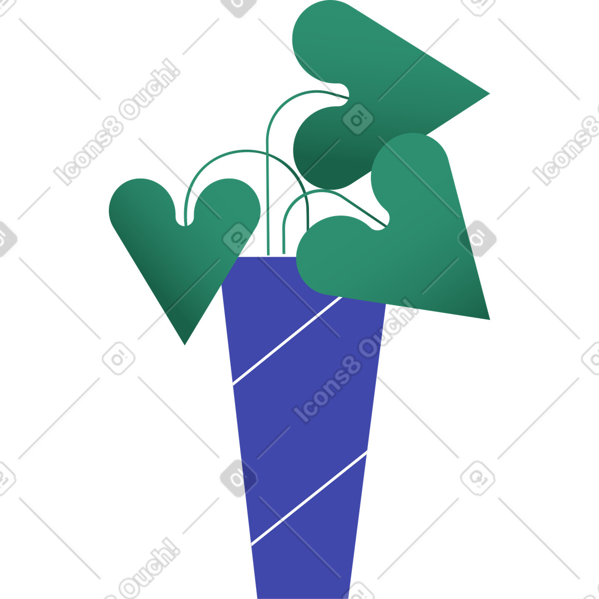 下载 Wavy 风格的 盆栽植物 插画，支持 PNG、SVG 格式
