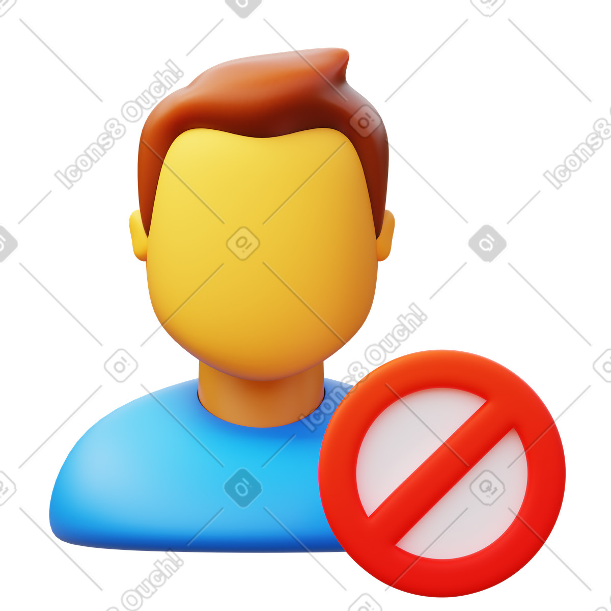 Unfriend illustration in 3D Fluency style download in PNG, SVG
