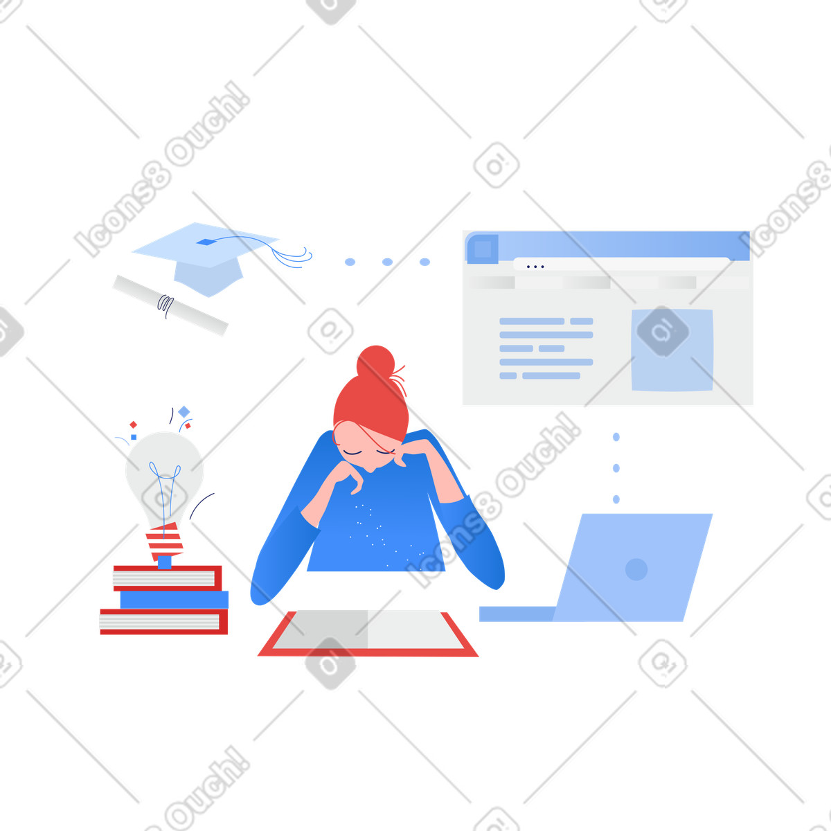 Ilustración La educación a distancia en estilo Clip descargar en PNG y SVG