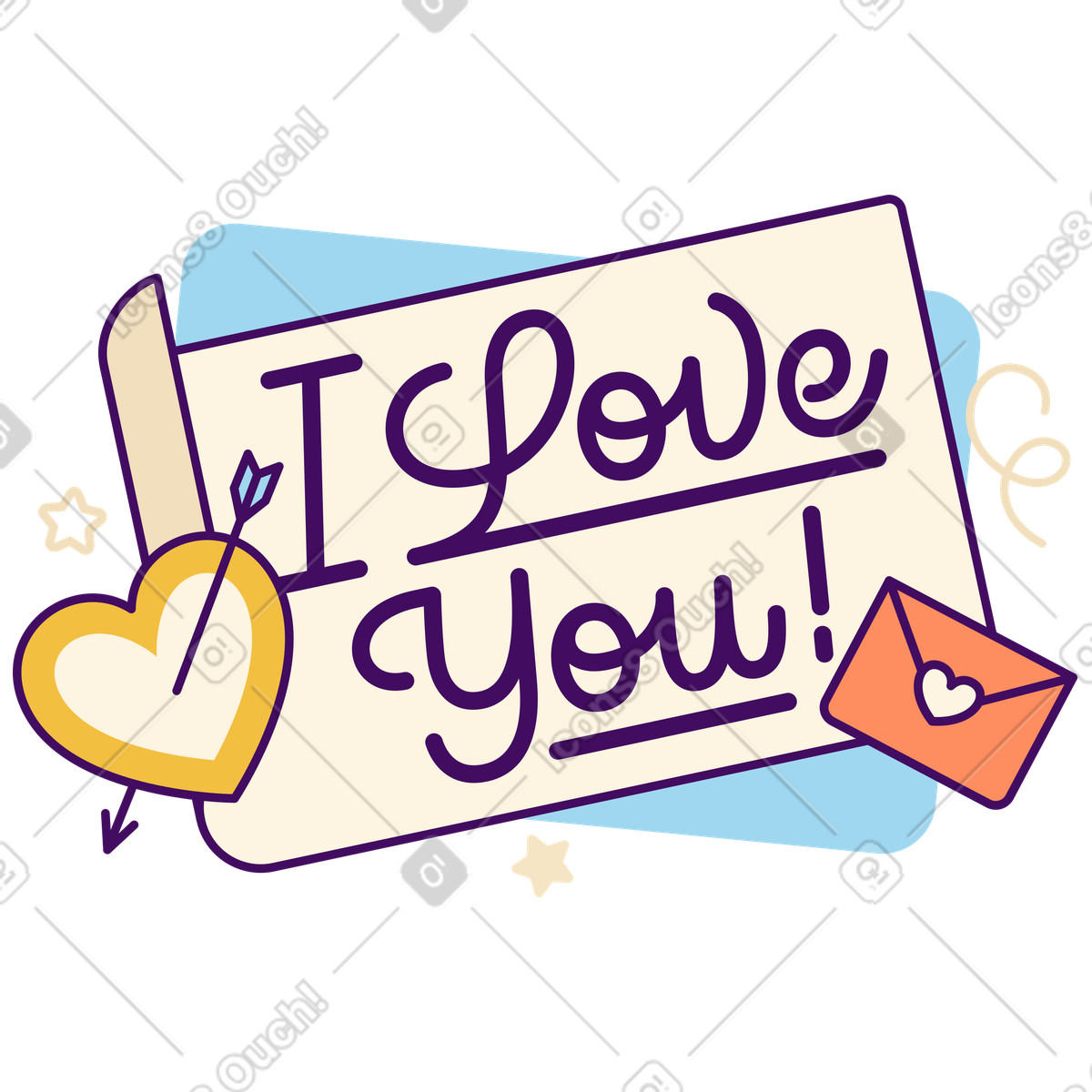Simplistic スタイルの Handwritten I love you text on paper, confession or anniversary note のイラストをPNG、SVG形式でダウンロード