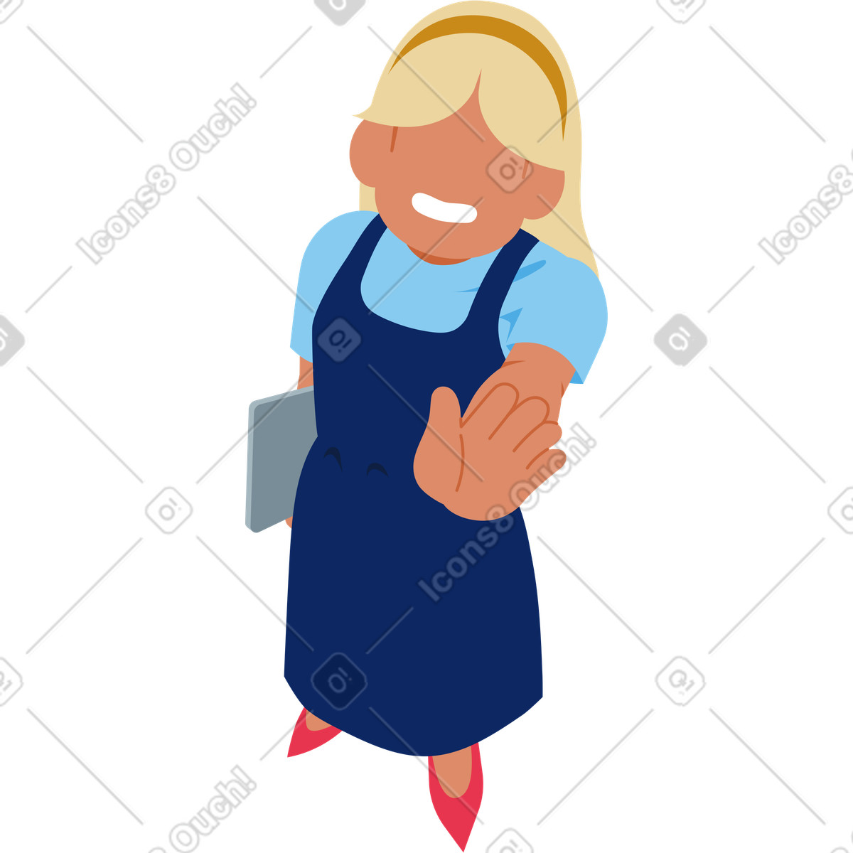 Woman waving her hand illustration in Catchy style download in PNG, SVG