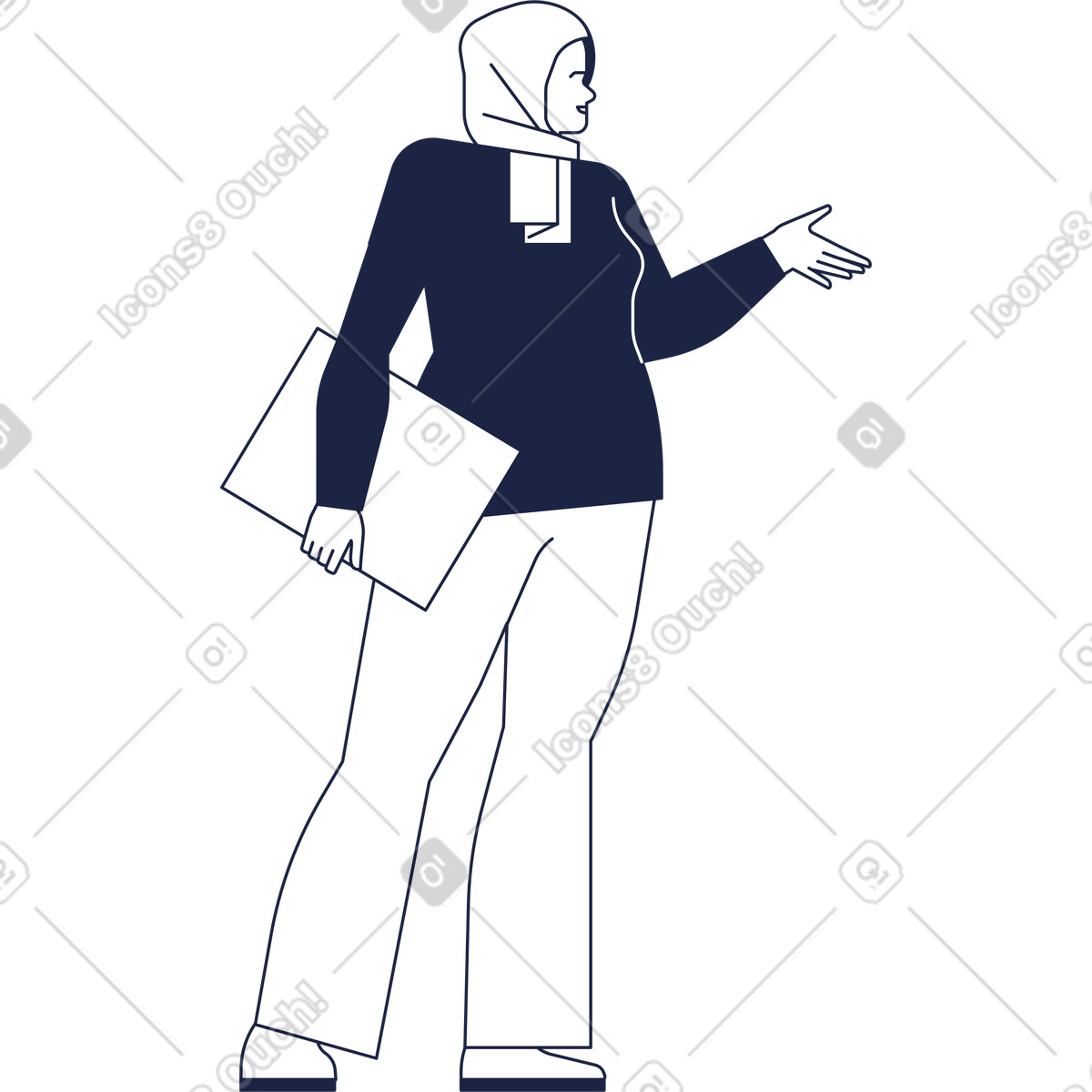 Urban Line スタイルの Businesswoman in hijab のイラストをPNG、SVG形式でダウンロード