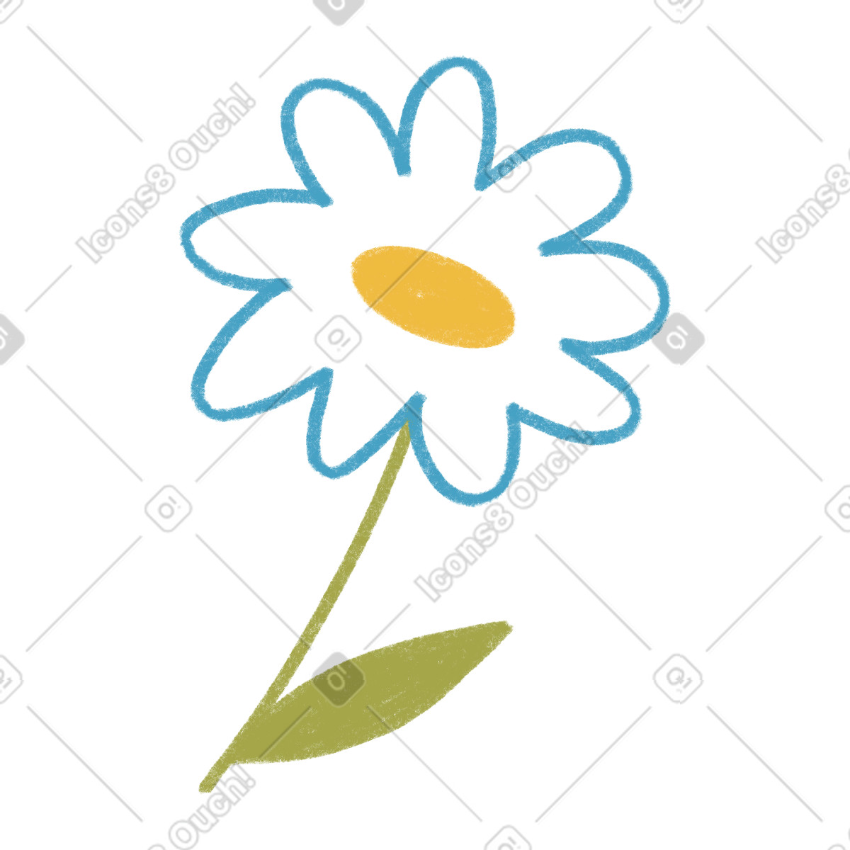 Blue flower-Illustration im Tutti-Stil als Download in PNG, SVG