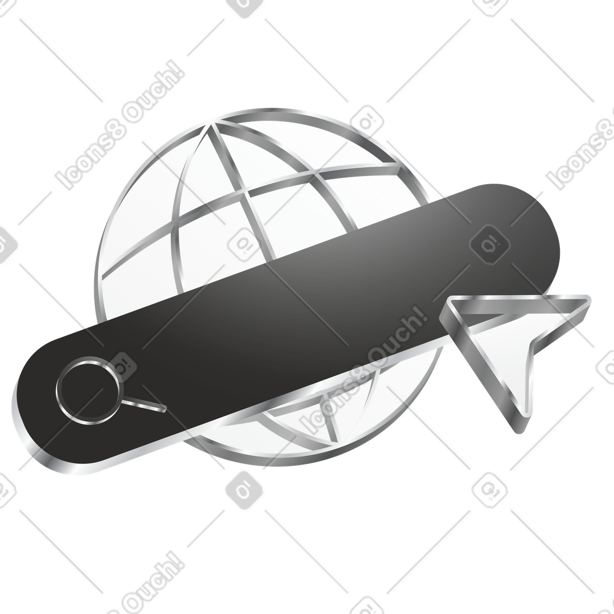 Search bar with globe and pointer, Internet browsing web navigation illustration in Token style download in PNG, SVG