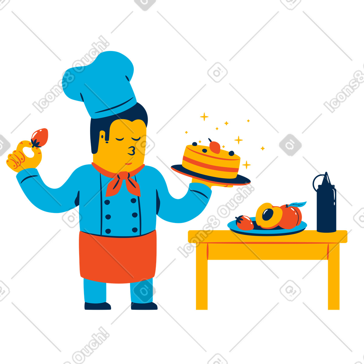 Illustration Cuisinier au travail dans le style Flame à télécharger aux formats PNG, SVG