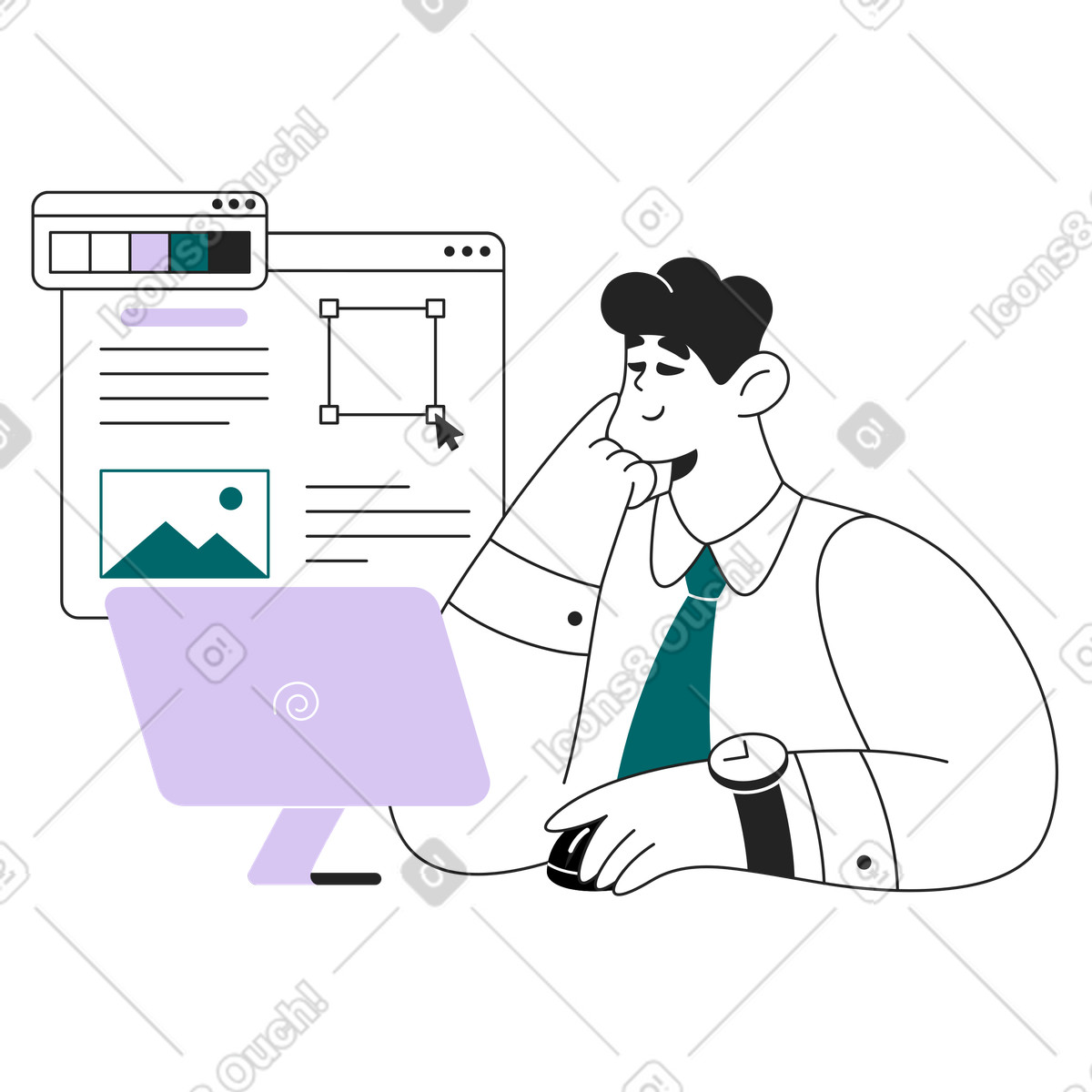 Web-design-Illustration im Sammy Line-Stil als Download in PNG, SVG