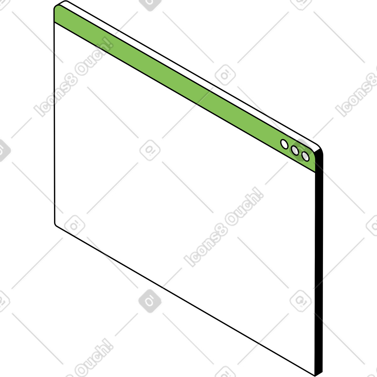 Browser window green illustration in Isometric style download in PNG, SVG