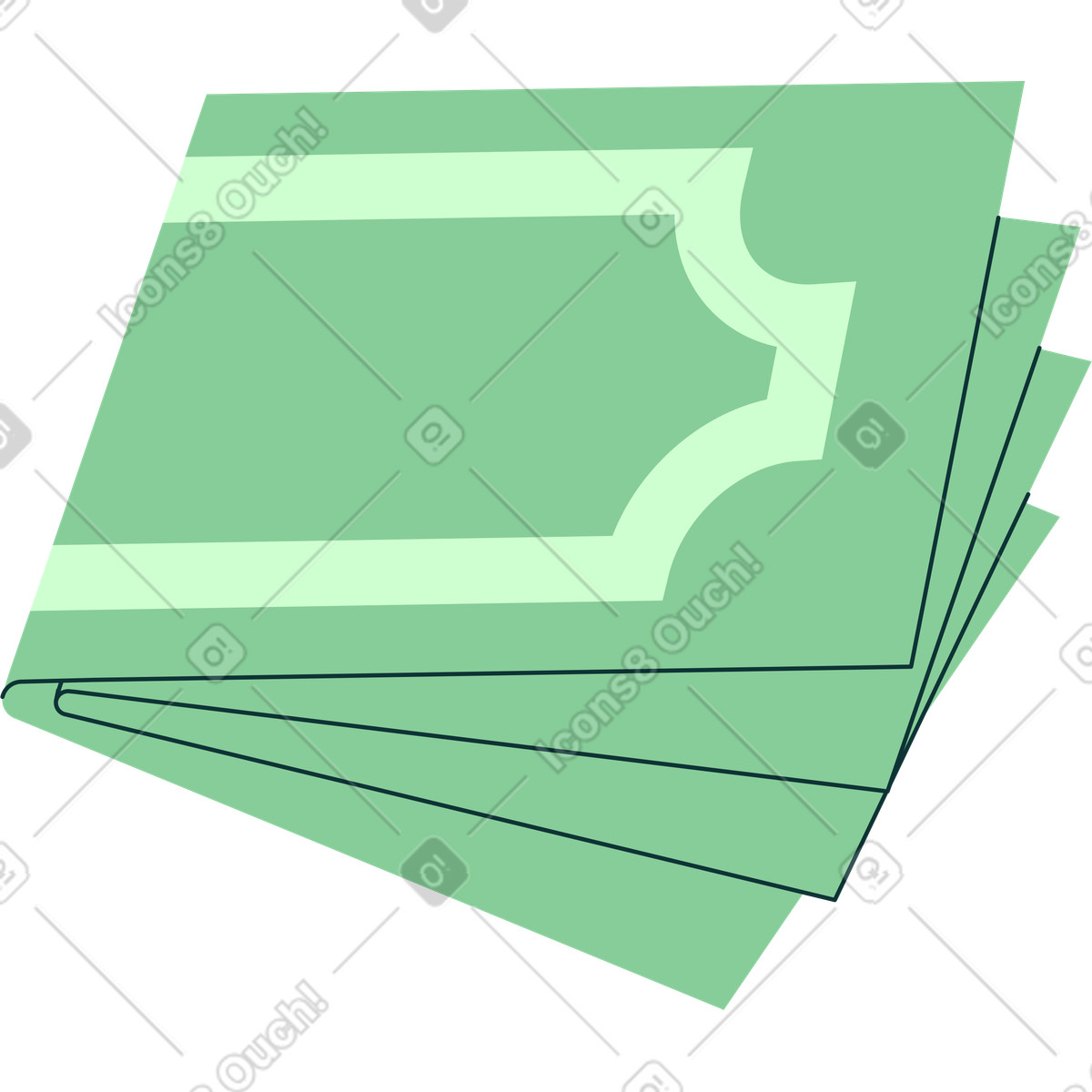 Fattura del denaro verde illustrazione in stile Florid scarica in PNG, SVG