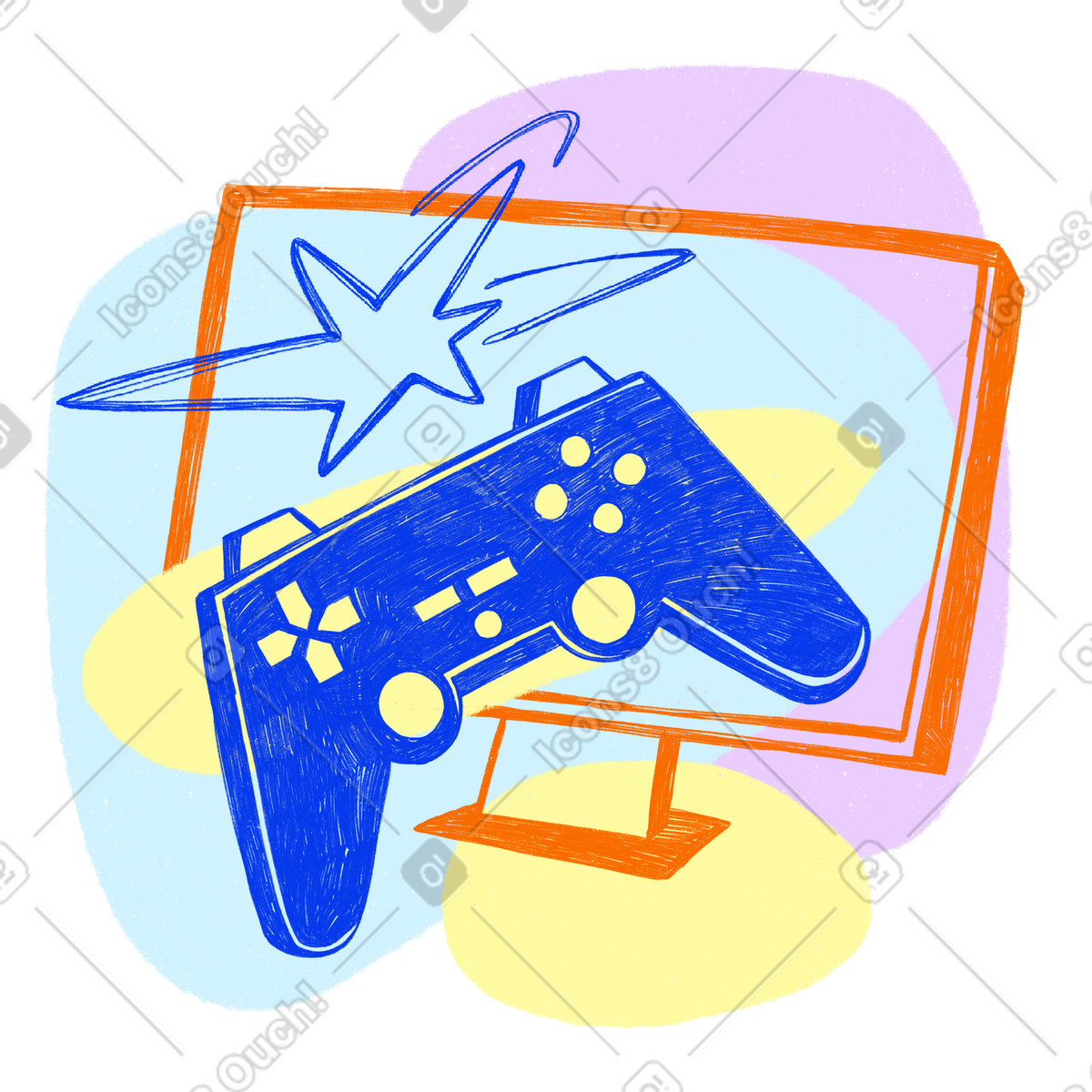 Passion for computer games illustrazione in stile Biro scarica in PNG, SVG