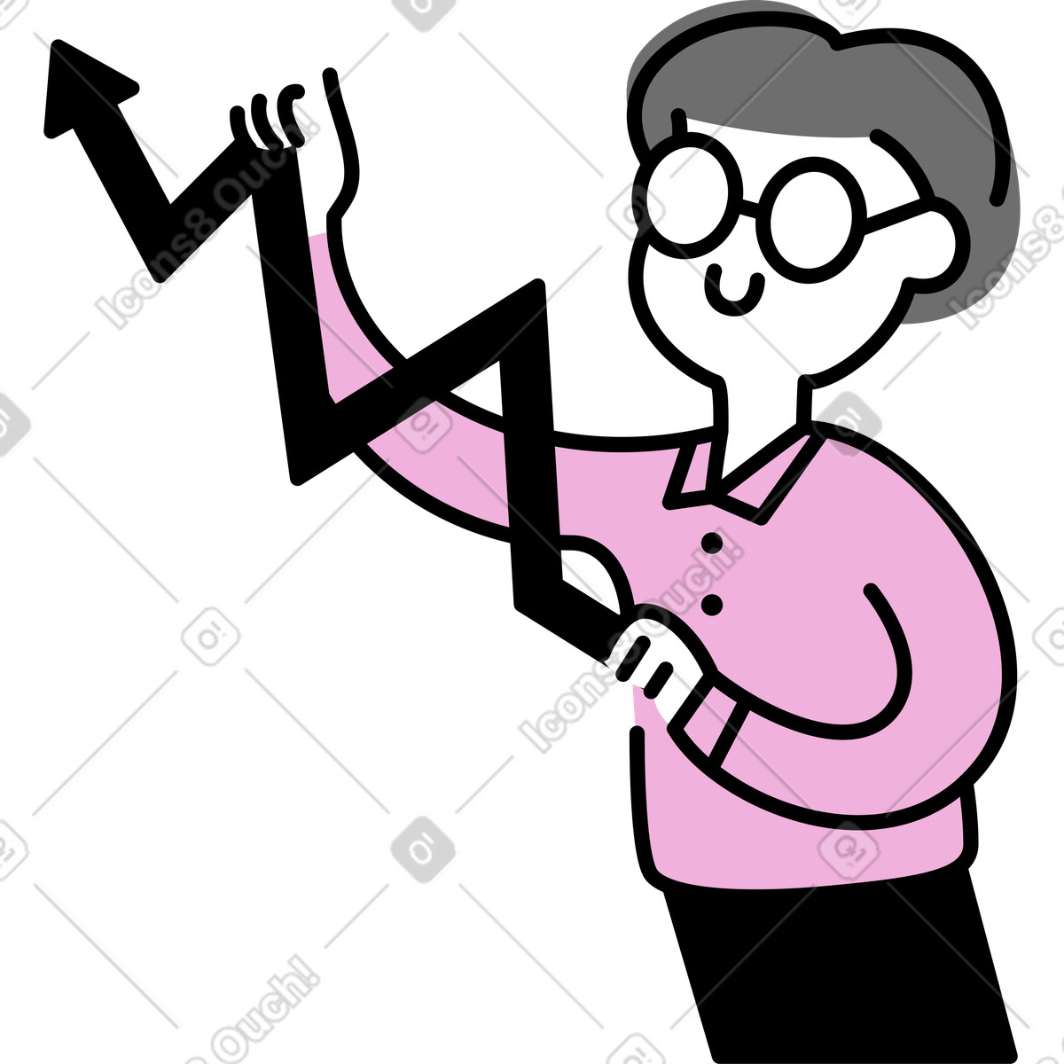 Uomo in possesso di un grafico illustrazione stile Mochi scarica PNG, SVG