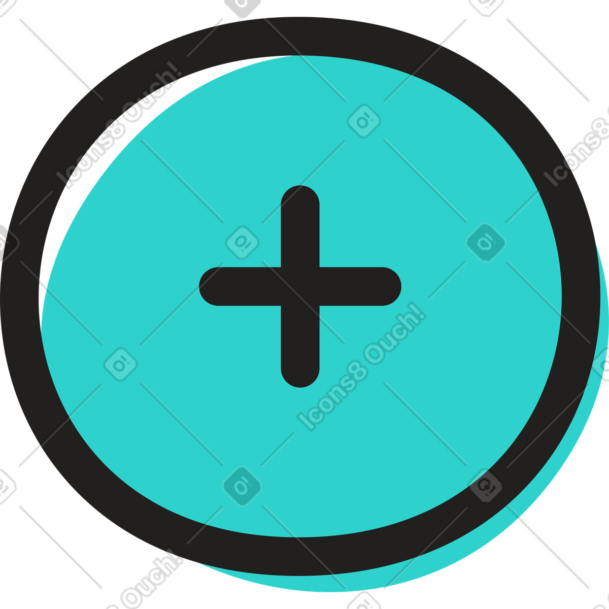 Illustration Bouton avec le signe plus dans style Little à télécharger aux formats PNG, SVG
