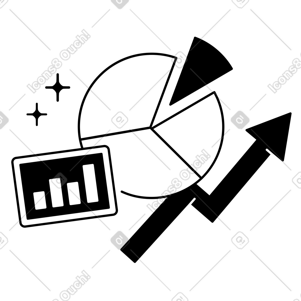 Ilustração de Statistical charts with trend arrow, Performance metrics and analysis em no estilo Weekday para baixar em PNG, SVG