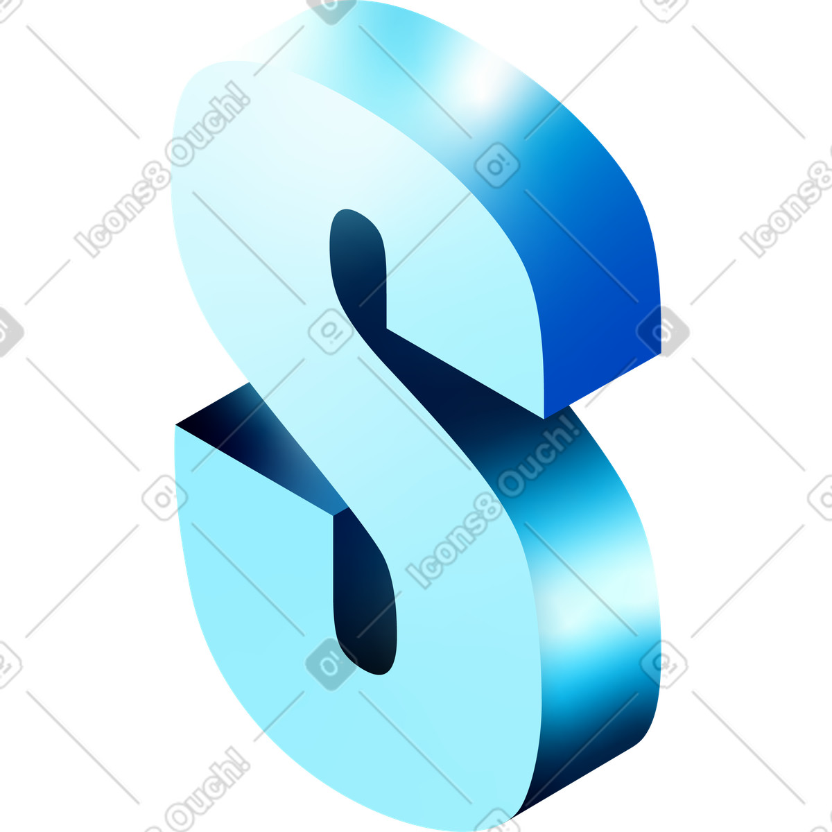 Isometric s letter illustration in PNG, SVG