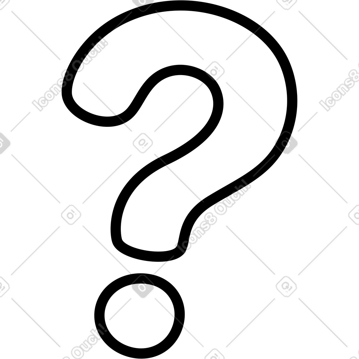 Ilustración Question mark symbol large bold shape for uncertainty concept en estilo Notion Line Art a descargar en PNG y SVG