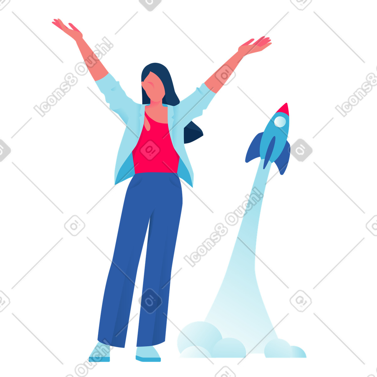 Ilustração de Entrepreneur celebrating startup launch em no estilo Daily para baixar em PNG, SVG