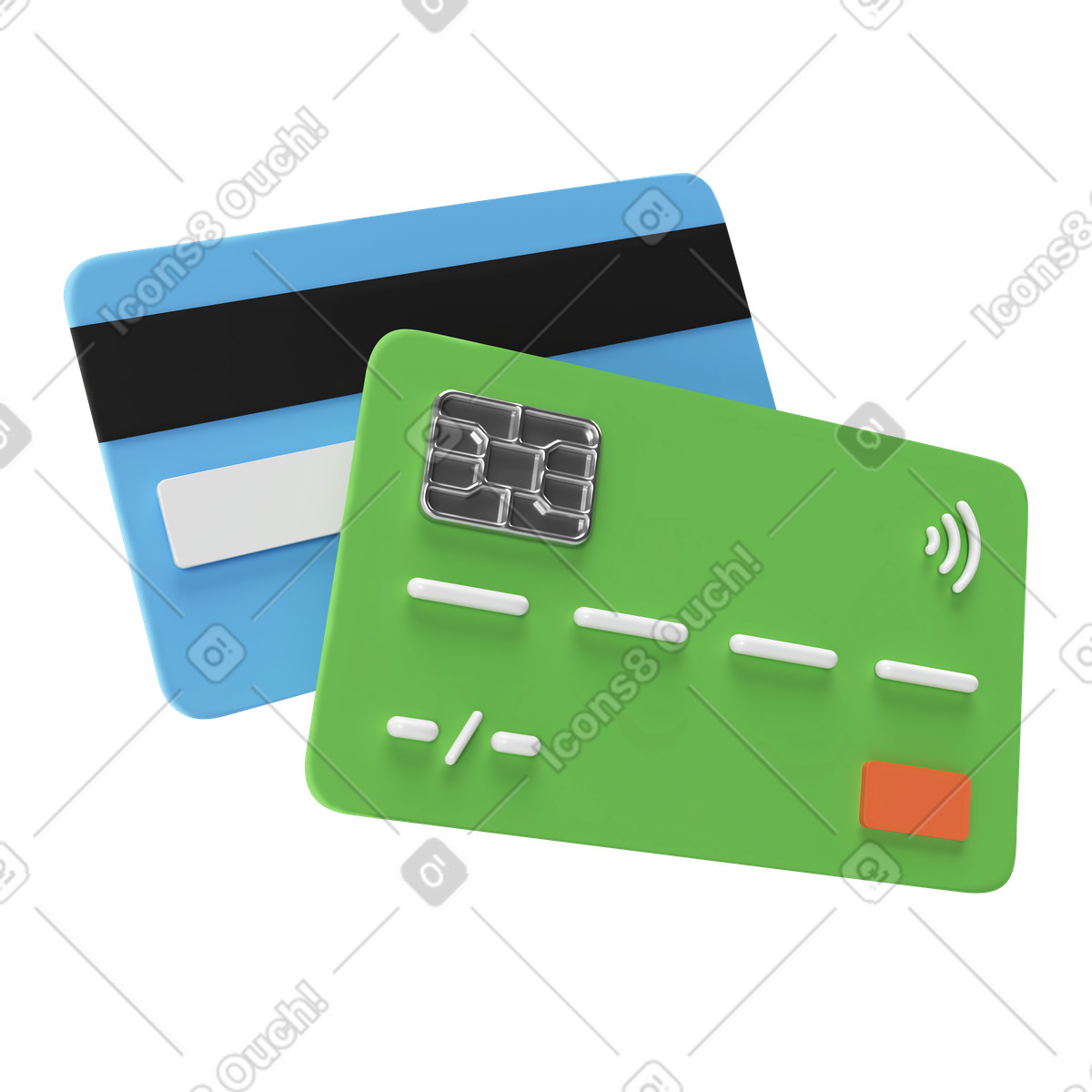Ilustración Tarjetas de crédito anverso y reverso en estilo 3D Corporate a descargar en PNG SVG