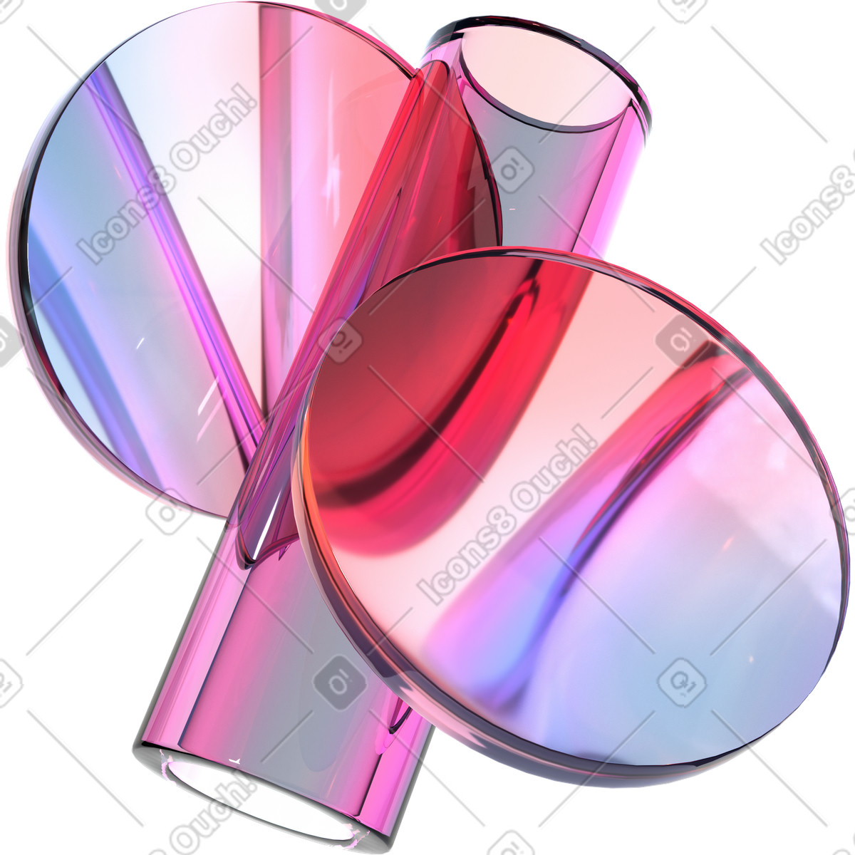 Ilustración Composición de cilindro iridiscente y lentes en estilo 3D Glassy a descargar en PNG SVG