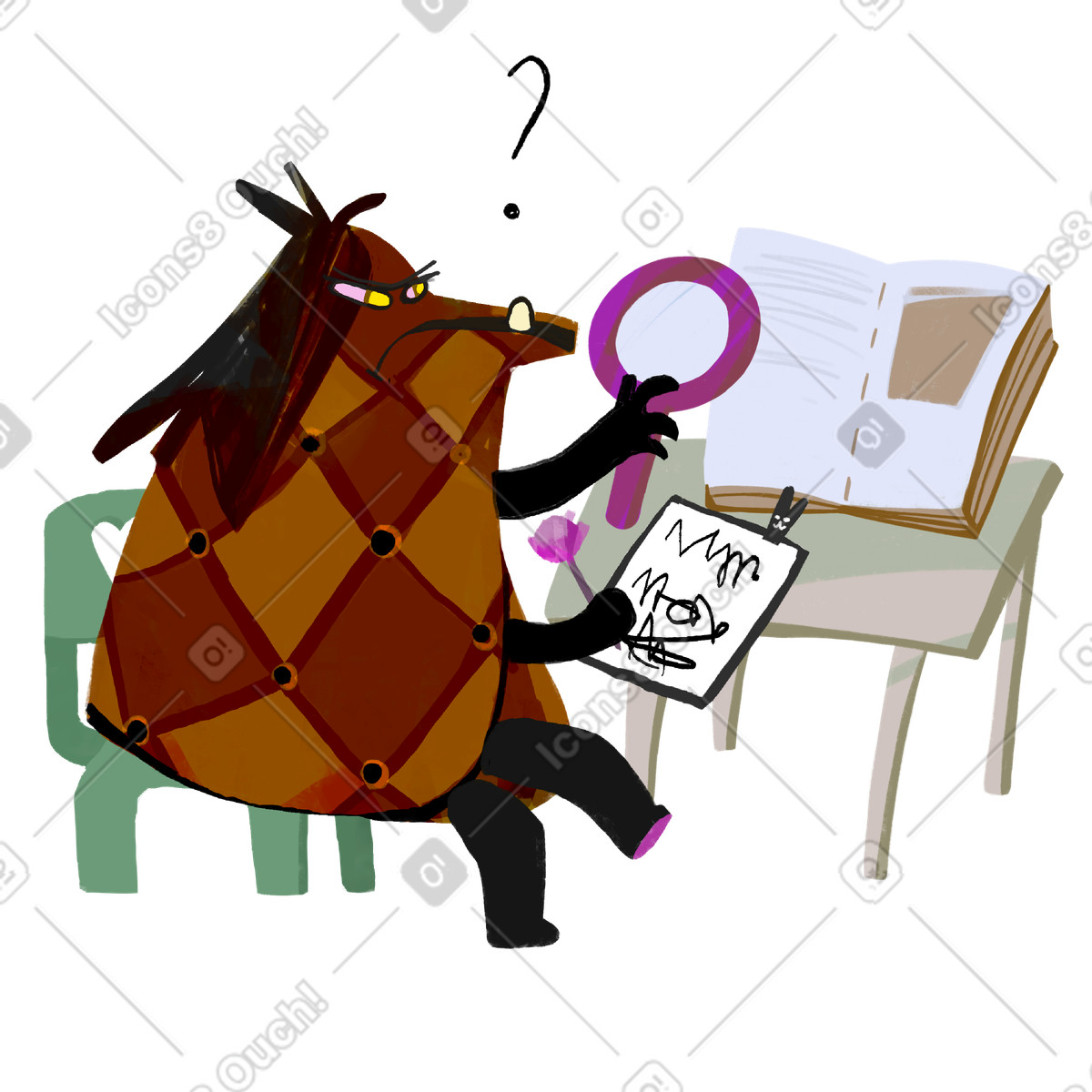 Information search illustration in Atomic style download in PNG, SVG
