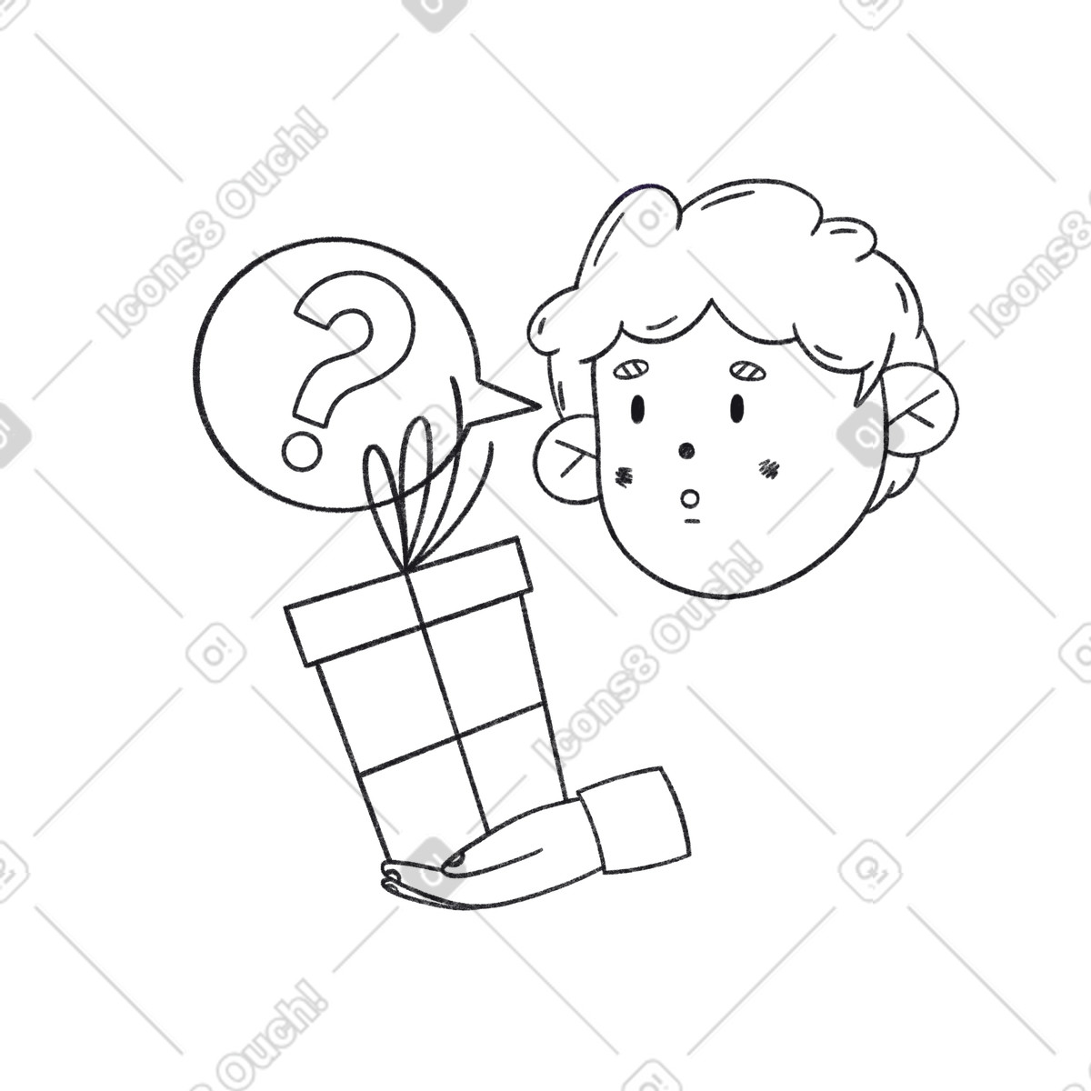 Ilustração de Receiving unknown gift, Gift exchange or secret present em no estilo Bonbon Line para baixar em PNG, SVG