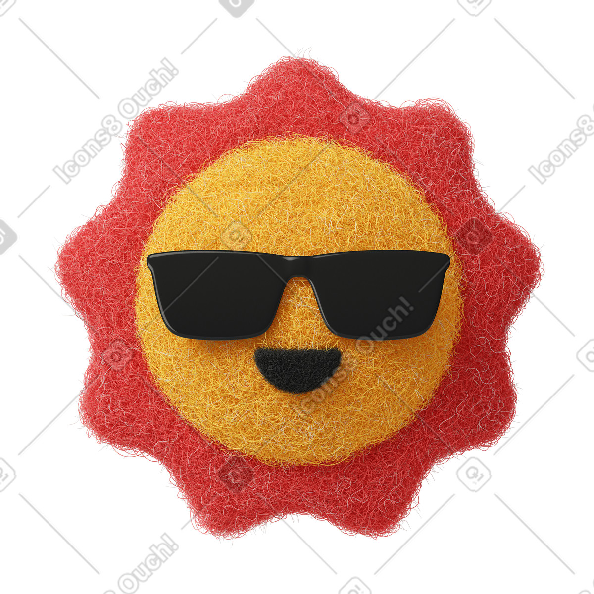 Fun sun with sunglasses illustration in Fuzzy style download in PNG, SVG