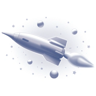 A rocket ship with the shape and structure resembling a toothbrush is soaring through space. The rocket features elongated bristles that extend from the top, mimicking the design of toothbrush bristles. Its body is cylindrical and streamlined, allowing it to cut through the cosmic expanse. Surrounding the rocket are scattered stars and distant planets, creating a vibrant atmosphere of the galaxy. The rocket's launch flames propel it forward, generating a sense of dynamic motion.