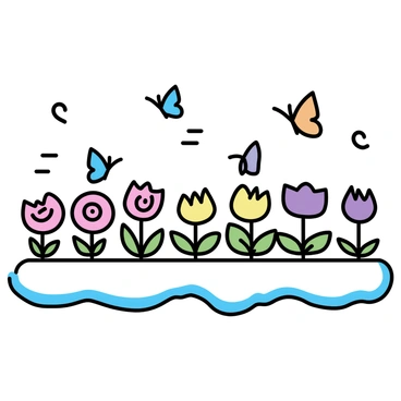 A beautiful garden suspended in the sky, with flowers and butterflies