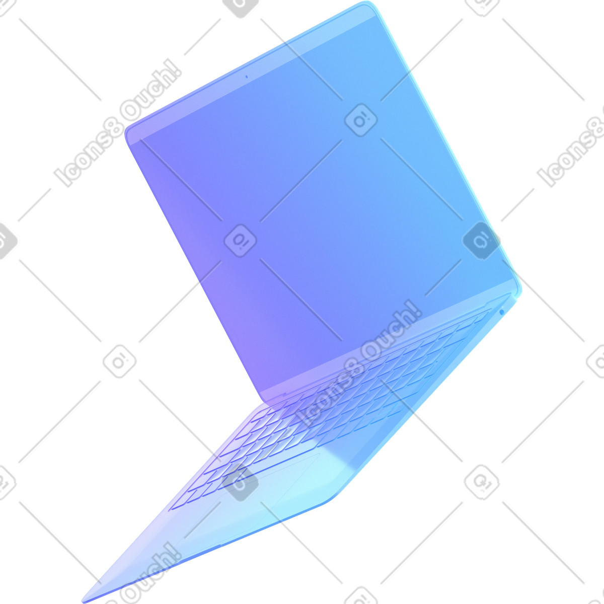 Laptop blue animated illustration in 3D Glassy style download in GIF, Lottie (JSON), AE