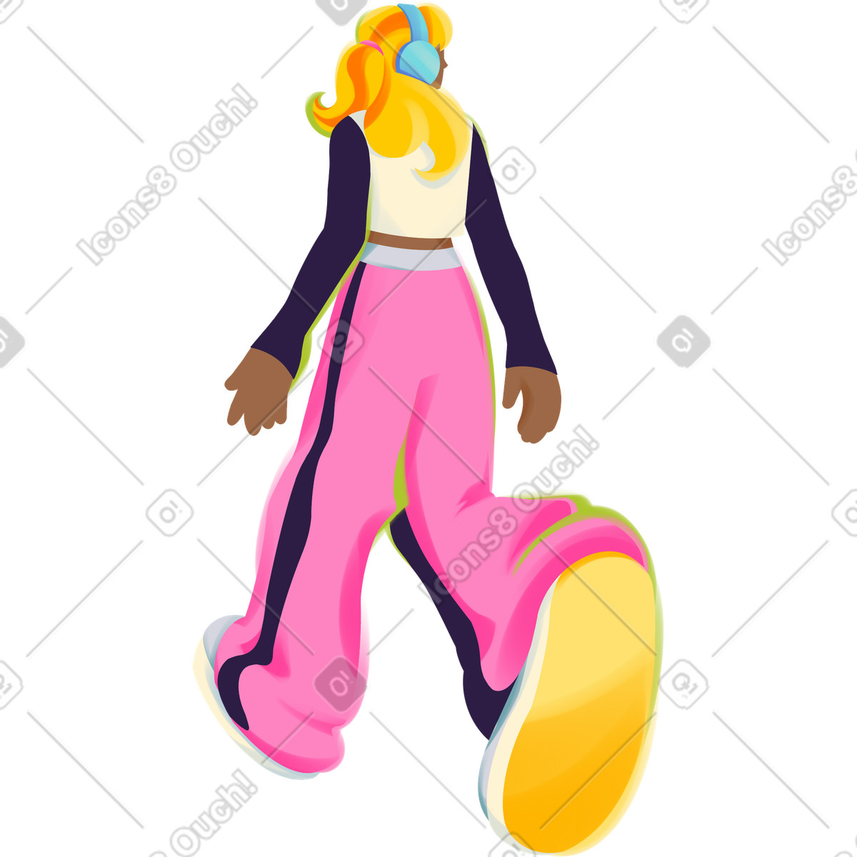 下载 Dynamic 风格的 Woman in headphones 插画，支持 PNG、SVG 格式
