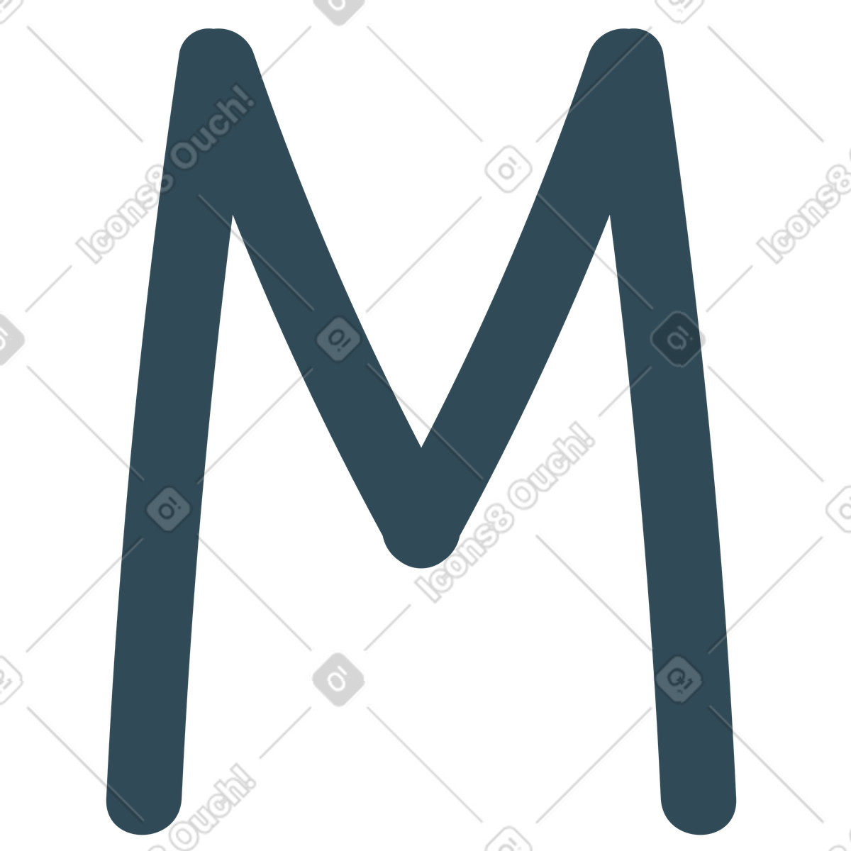 Ilustración M azul oscuro en estilo Kingdom a descargar en PNG y SVG