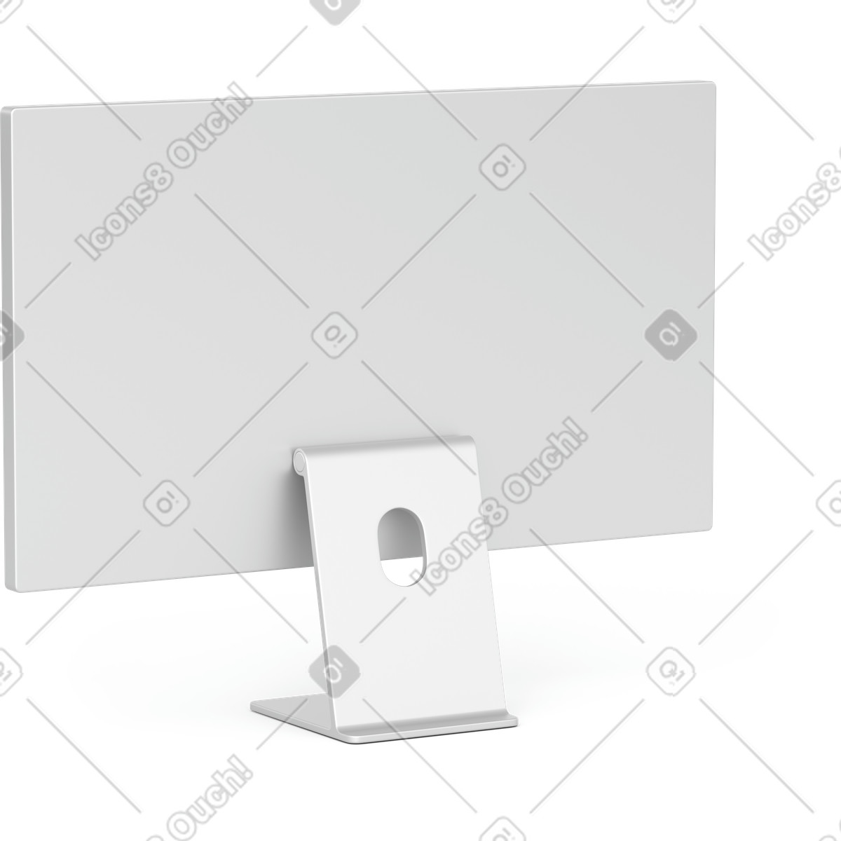 Back view computer monitor illustration in 3D Business style download in PNG, SVG