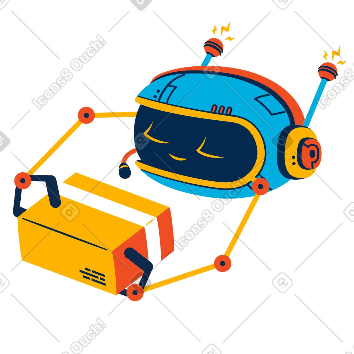 Robot delivers the order contactless illustration in Flame style download in PNG, SVG