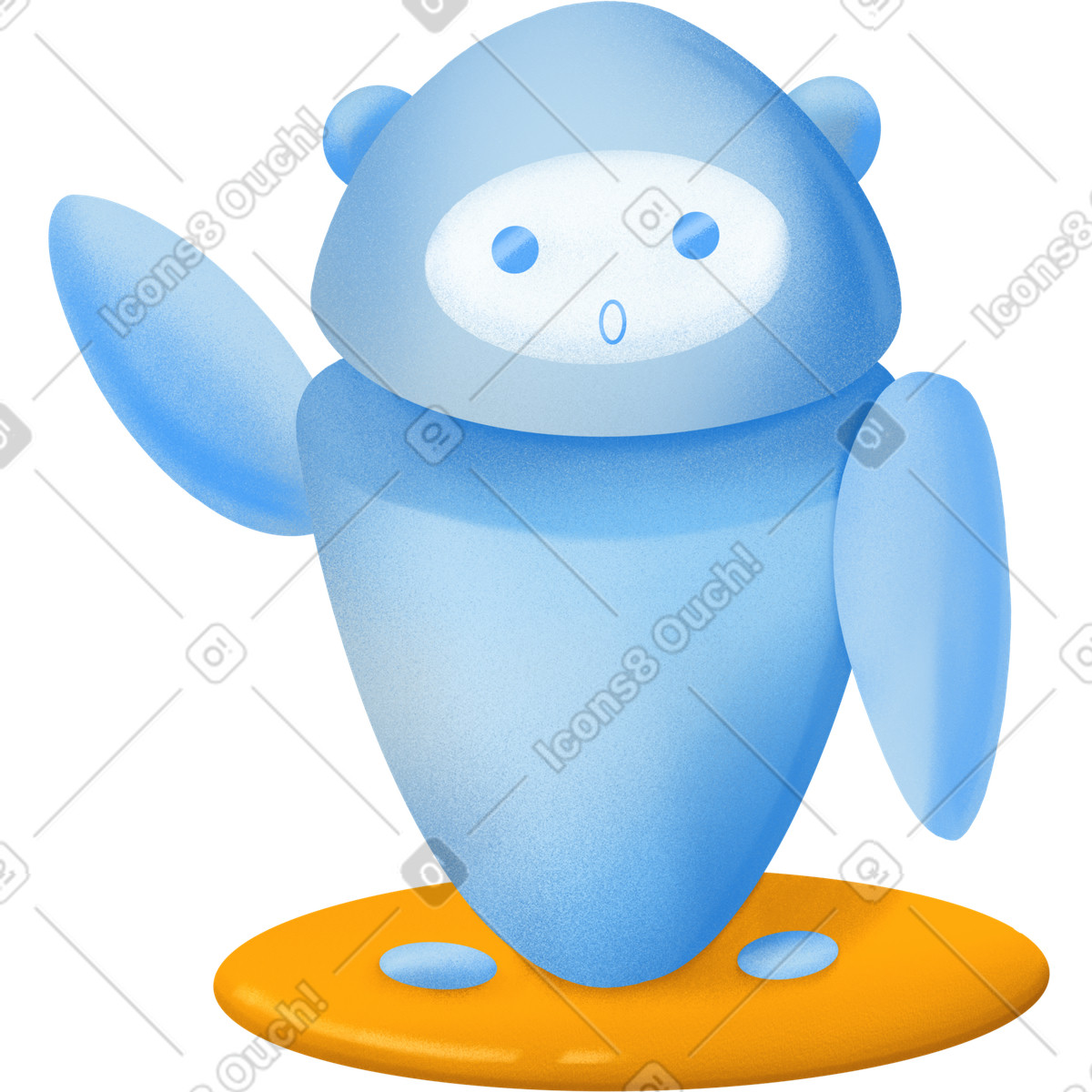 Illustration Robot standing on yellow plate dans le style Gleam à télécharger aux formats PNG, SVG
