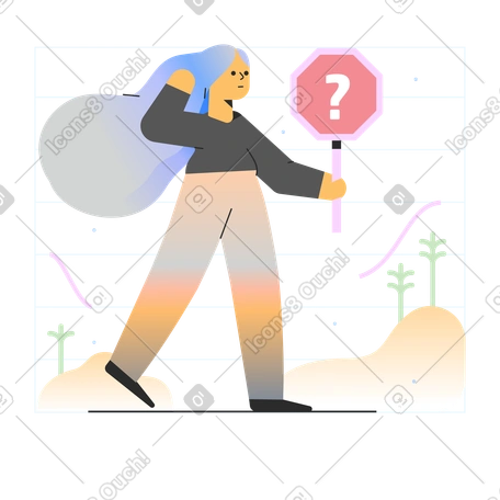 Woman with question mark PNG, SVG