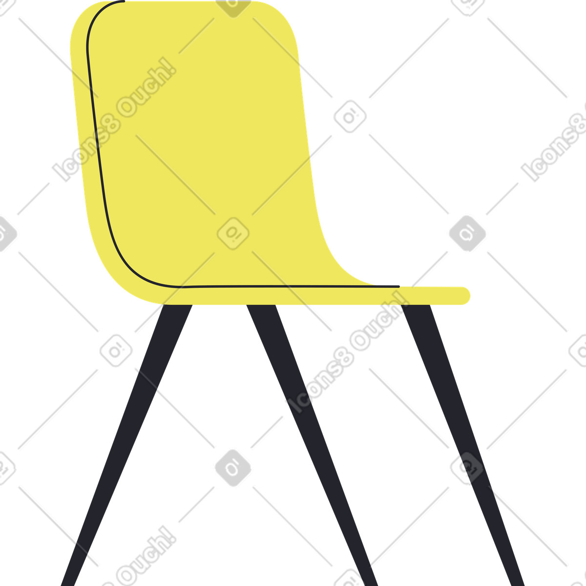 Illustration Chaise jaune à trois pieds dans le style Boba télécharger aux formats PNG, SVG