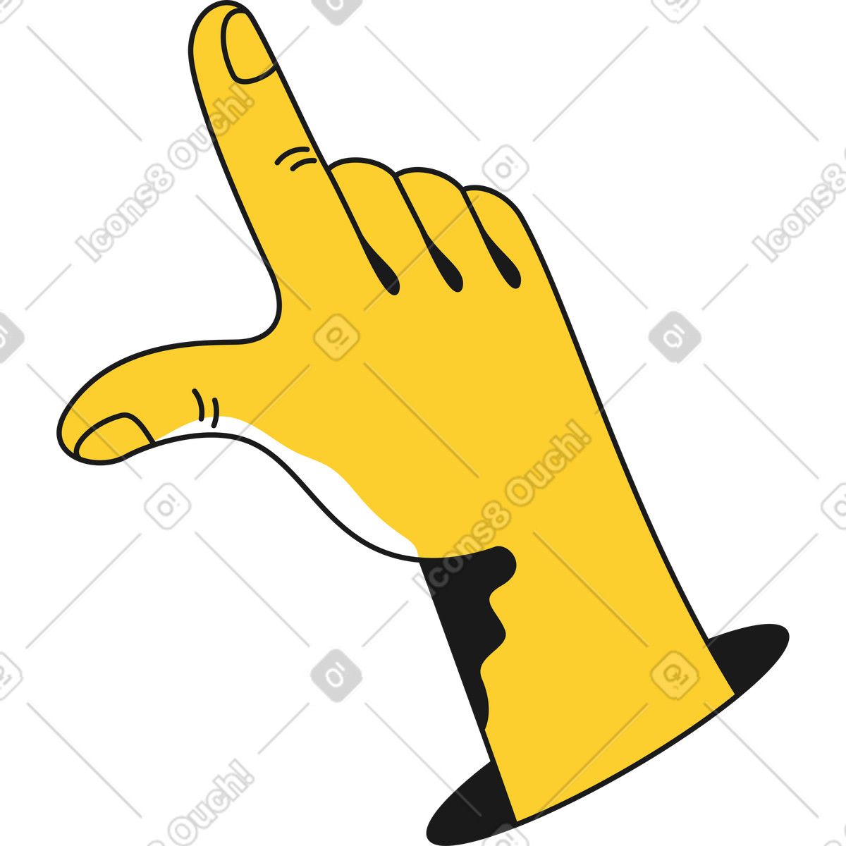 Hand zeigt mit dem finger-Illustration im Taxi-Stil als Download in PNG, SVG