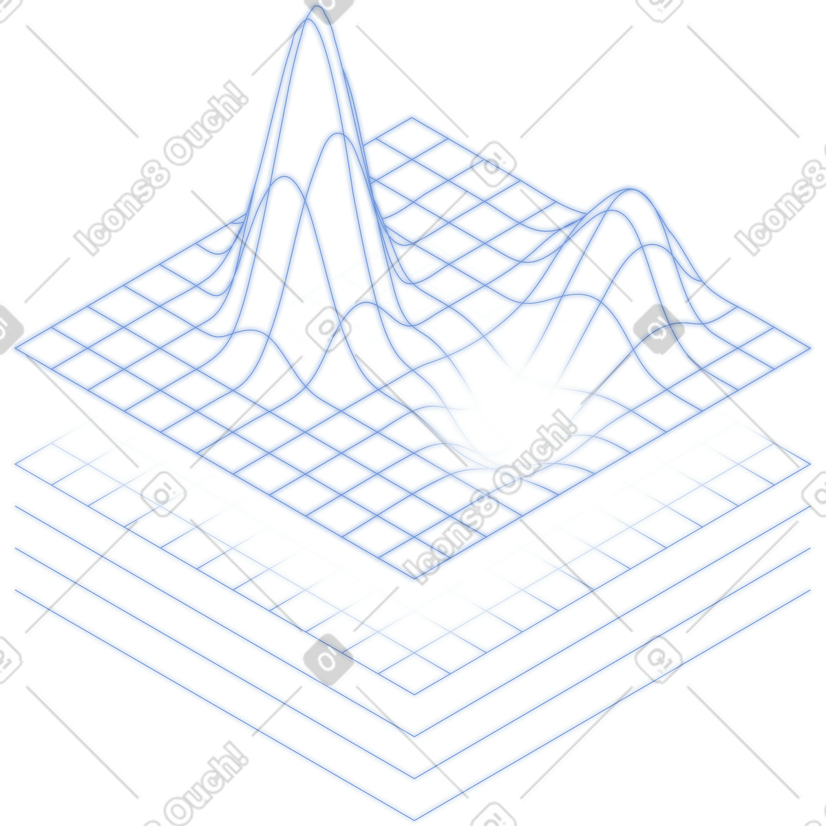 Geschichtete drahtgitterlandschaft mit spitze illustration in PNG, SVG