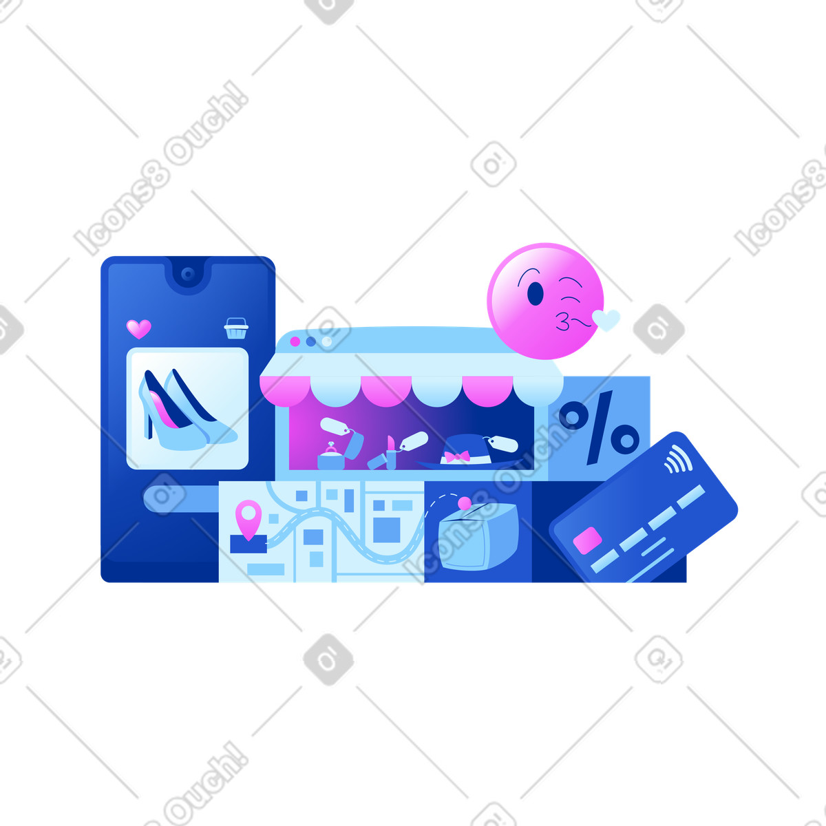 Ilustração de Comércio eletrônico em no estilo Glossy para baixar em PNG, SVG