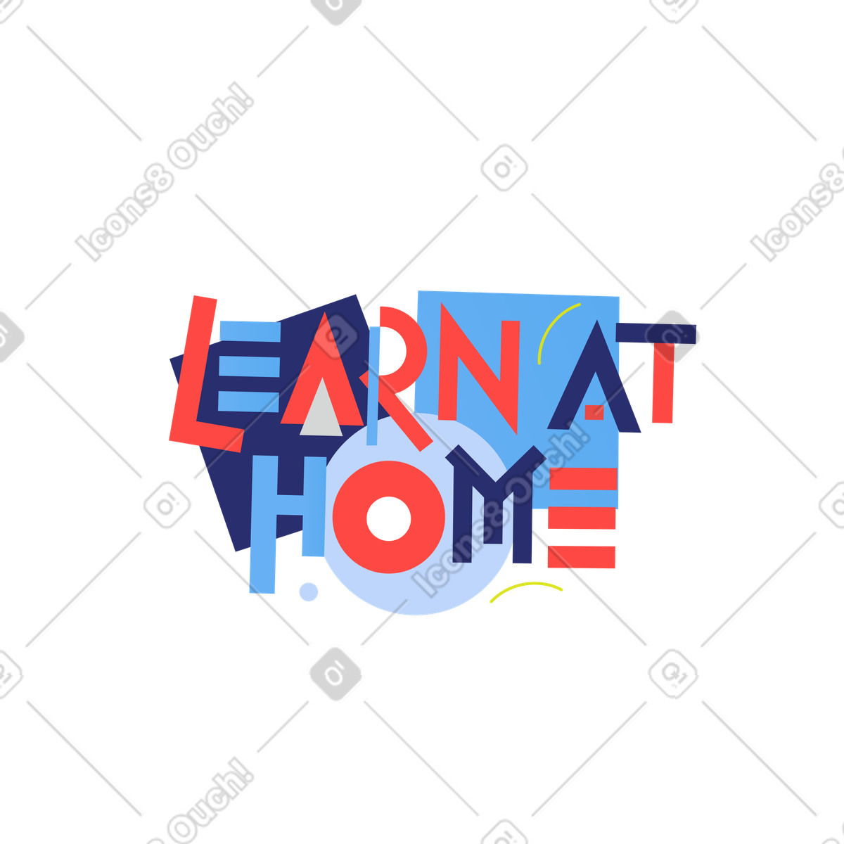 Clip スタイルの Lettering learn at home のイラストをPNG、SVG形式でダウンロード