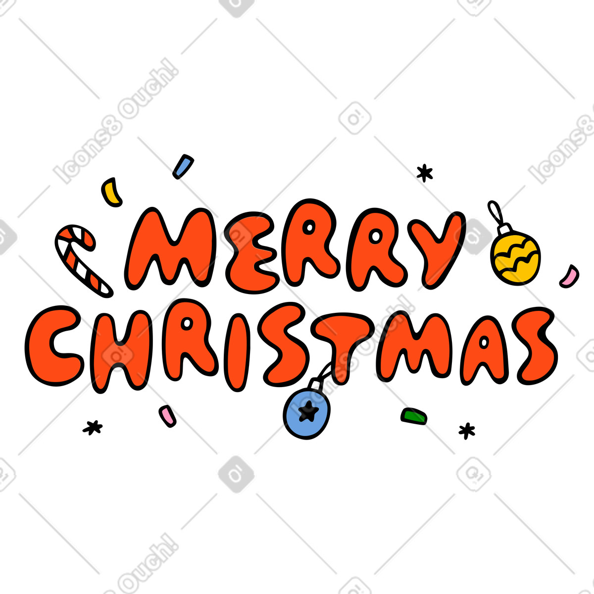 Testo di buon natale con scritta illustrazione in stile Comic scarica in PNG, SVG