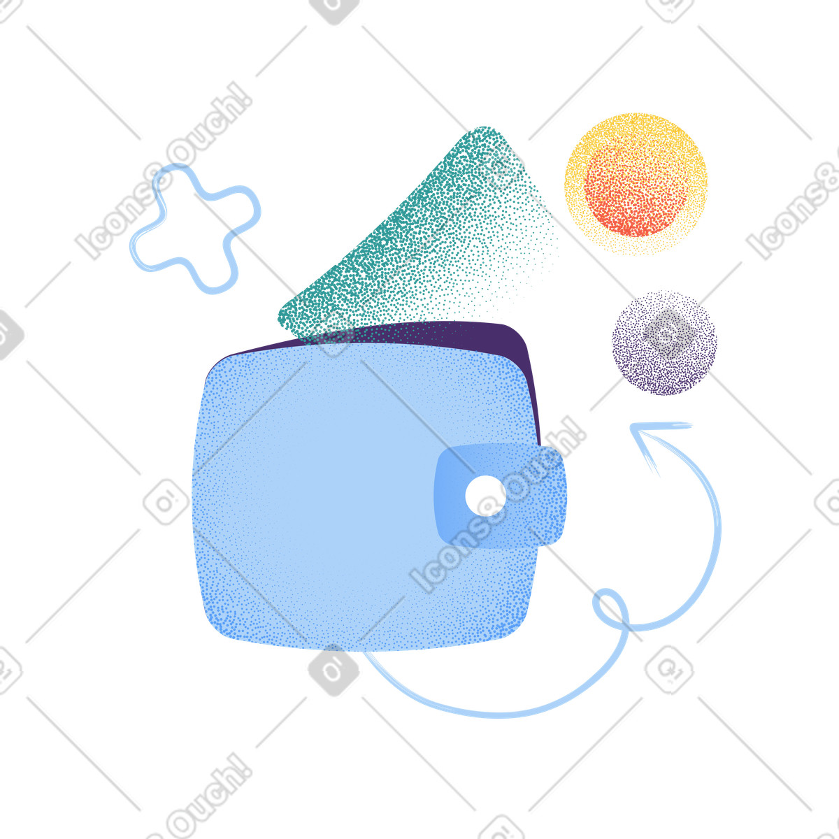 Wallet, financial transactions, coins, and exchange illustrazione in stile Grain scarica in PNG, SVG