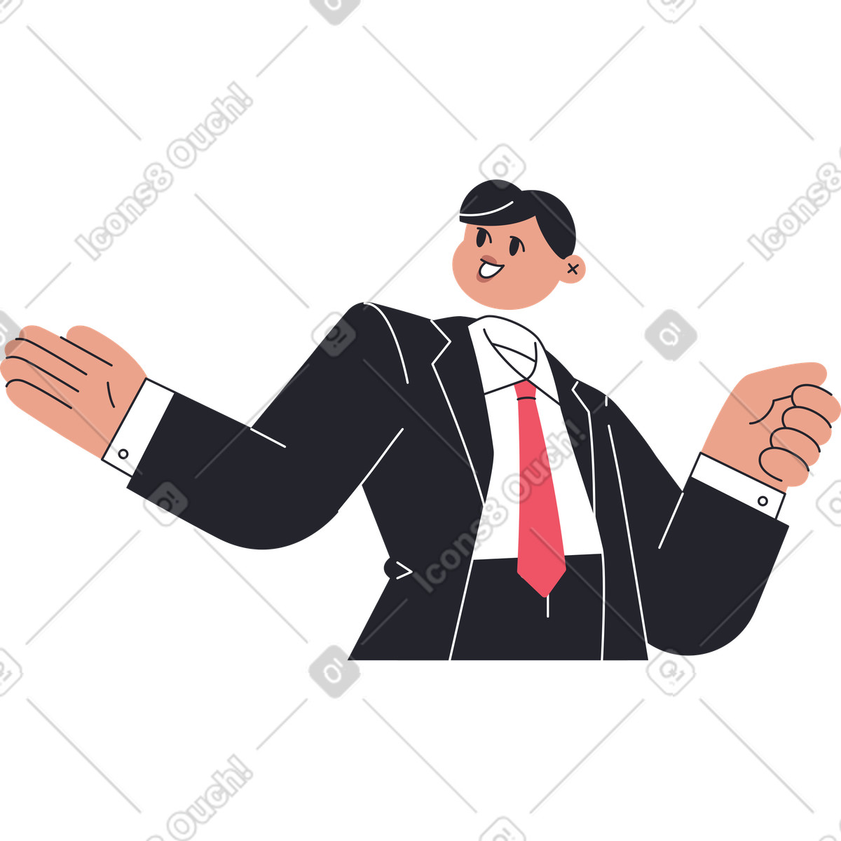 Uomo in smoking che presenta qualcosa illustrazione stile Boba scarica PNG, SVG