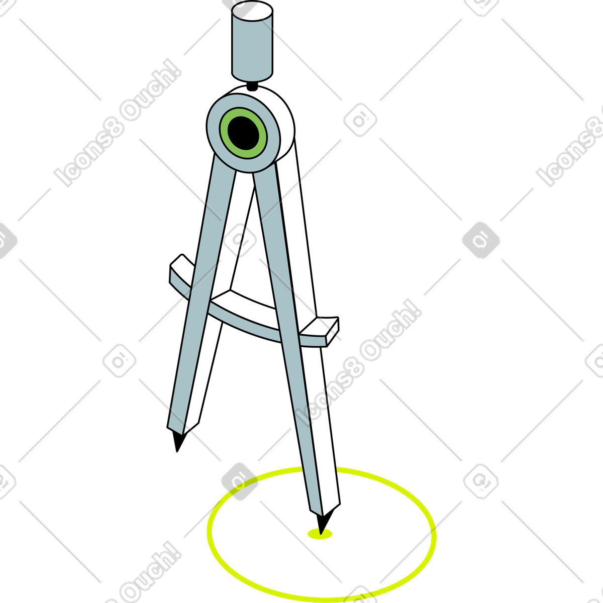 Compass with a circle illustration in Isometric style download in PNG, SVG