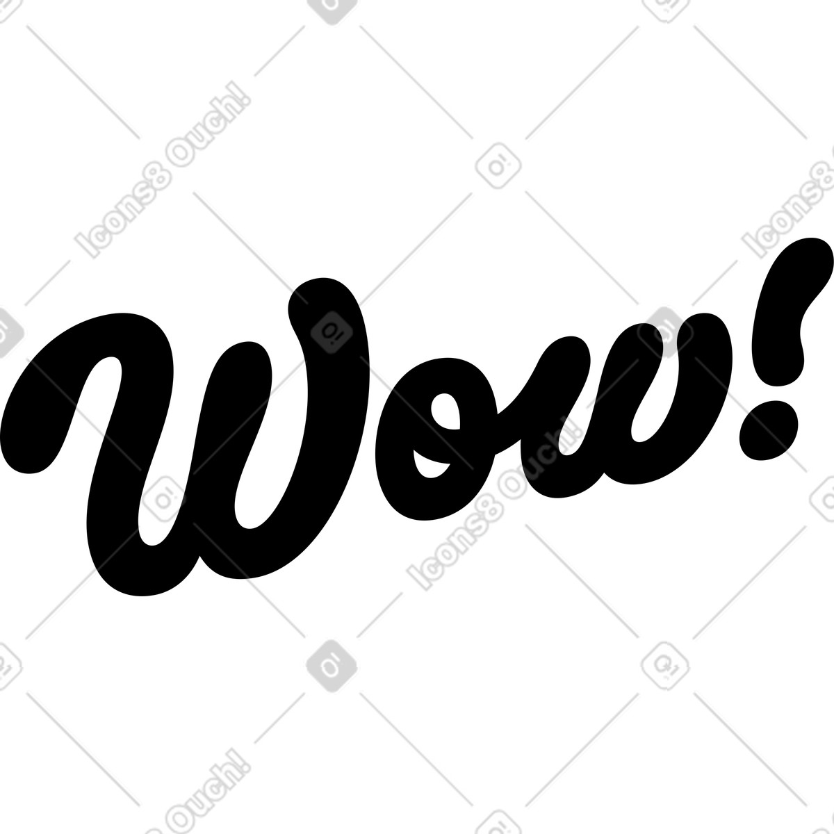 Ilustración Lettering wow! text en estilo Airy a descargar en PNG y SVG